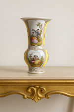 Antique Dresden Porcelain Vase Helena Wolfsohn Hand Painted Rococo Germany