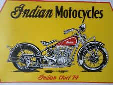 Plaque vintage métal INDIAN MOTORCYCLES-CHIEF 74
