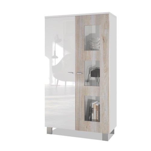Vitrine blanc chêne - vitrine,