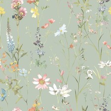 World Of Wallpaper Elsie Floral Sauge Verte / Multi AF0044 Moderne Vintage
