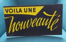 Pancarte publicitaire vintage années 50 60 carton velours voila une nouveauté