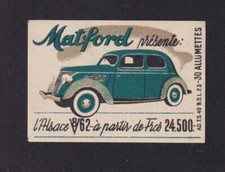 Ancienne   étiquette  Allumettes France BN152123 Voiture Ford Matford