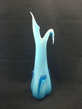 Vase À Pied En Verre Art Déco Cobalt Bleu Italien