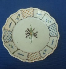 V71 Assiette Ancienne XIXe Faïence Nevers Marque D ?? Décor Fleur manganese
