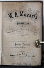 Mozart, Quatuors Pour 2 Violons, Alto Et Violoncelle, Partition, Heckel, 1855