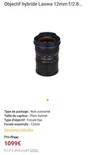 Objectif Laowa 12mm f2.8 zero