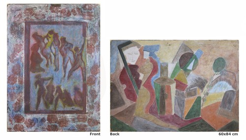 Tableau abstrait vintage - abstrait,