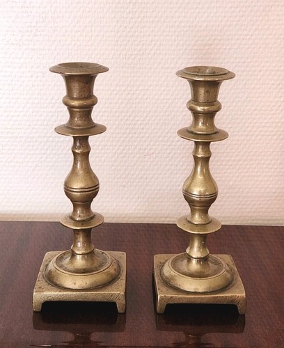 Paire bougeoirs laiton - paire, de