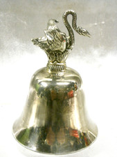 ANCIENNE SONNETTE DE TABLE CYGNE METAL BRONZE ARGENTE CLOCHE DE RECEPTION BELL