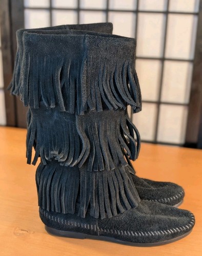 Minnetonka 1639 black suede - minnetonka,