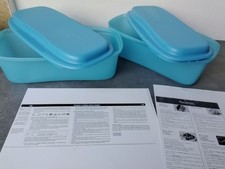 LOT DE 2 CUISEURS A PATES TUPPERWARE MICRO-ONDES bleus avec couvercles