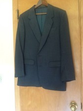 Simpson Piccadilly Mens Vintage 3pc Gray Wool Pinstriped Suit 40R