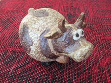 sympathique VACHE ATHEZZA en CERAMIQUE / TERRE CUITE / POTERIE craquelée émaillé