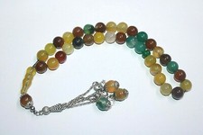 Perles de prière en agate islamique multicolore 33 chapelet islamique Misbaha...