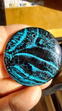 Pendentif Agate Rond Noir et bleu 4.4 cm 22 grammes Lot 848