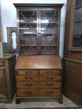 Secrétaire En Acajou Avec Vitrine Bibliothèque 