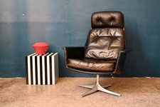 Fauteuil en cuir pivotant en cuir Sedia de Horst Brüning pour Cor design vintage