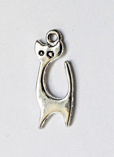 Pendentif chat métal argenté - chat,