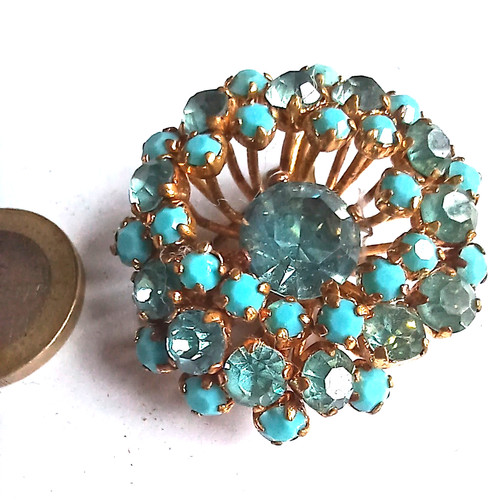 Broche ancienne bleue 3ème - broche, ancienne,