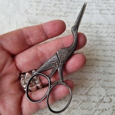 CISEAUX de COUTURE Oiseau Cigogne Anciens Acier 1900 Antique Scissors