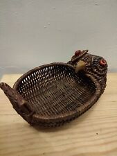 PETITE PANIERE PAIN en OSIER CHOUETTE / HIBOU Corbeille Table Vintage Panier