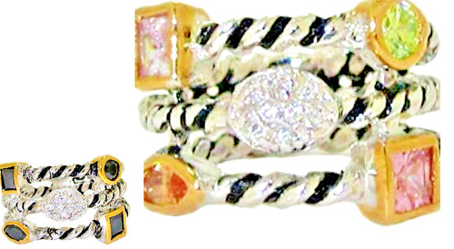 Ring stack argent - cz,