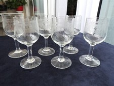 6 VERRE A PORTO VIN BLANC VERRE CRISTAL MEISENTHAL modèle Pasteur gravure Empire