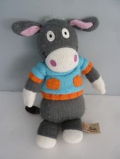 914. DOUDOU LATITUDE TRICOT LAINE ANE CHEVAL gris pull bleu orange 25cm - TBE