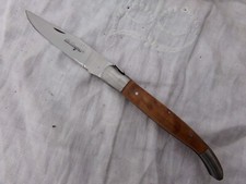 couteau pliant LevBougna manche teck couleur bois naturel