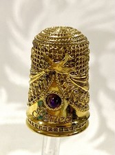 Dés à coudre Franklin Mint en argent sterling plaqué or Peace