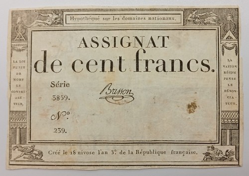 Billet assignat cent francs - billet,