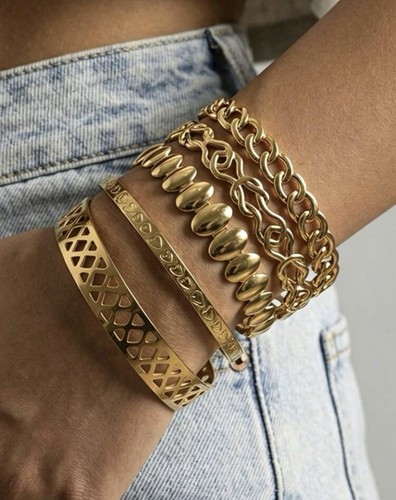 Bracelet femme jonc doré - 5x,