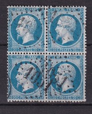 NAPOLEON N° 22 BLOC DE 4 OBL COTE 100€ / 2 SCANS 