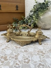 Encrier Ancien en Bronze Doré - Époque Napoléon III - Style Rocaille Louis XV