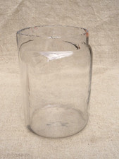 Ancien bocal réservoir rond en verre soufflé de pile Leclanché  type Grenet