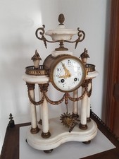 PENDULE PORTIQUE 6 COLONNES LOUIS XVI MARBRE BLANC ET BRONZE