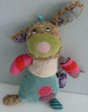 60. DOUDOU PELUCHE MOULIN ROTY CHIEN LAPIN LES JOLIS PAS BEAUX ROSE ROUGE TTBE