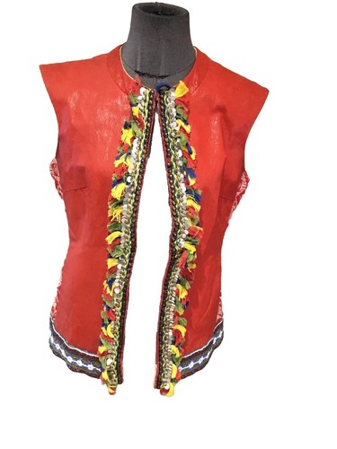 Superbe veste filet - cuir, rouge