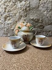 2 Tasses sous-tasses Et Sucrier Anciens Victoria China Czechoslovakia porcelaine