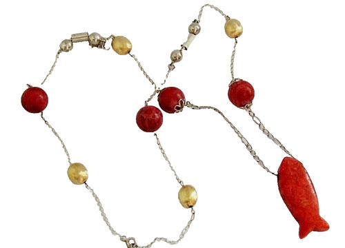 Collier poisson corail - de,