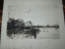 Ecole FRANCAISE XIX EAU FORTE PAYSAGE LAC IMPRESSIONNISTE PISSARO BEJOT MAUFRA