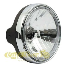 Phare Avant cafe racer Noir Fixation Latéral Approuvé Parabole Prisma