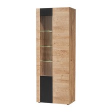 Meuble de Rangement Haut Rainuré "Aron" 192cm Naturel & Noir