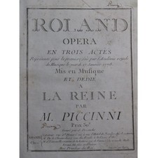 PICCINNI Niccolo Roland Opéra Signature Chant Orchestre 1778