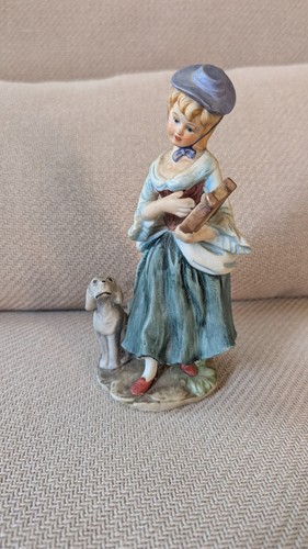 Figurine femme lyre - , chien