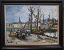 FERNAND HERBO HUILE SUR TOILE LE PORT DU CROISIC LOIRE-ATLANTIQUE PEINTRE MARINE
