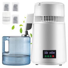 4L Distillateur d'Eau Machine à Distiller 1L/h Réglage 30-108℃ 0-99h Blanc