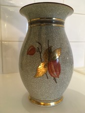 VASE ROYAL COPENHAGUE porcelaine craquelé annees 30 or art deco