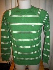 PULL de skate coton fin vert rayé DC SHOES taille S P col rond