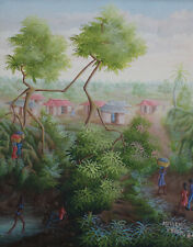 TABLEAU SURRÉALISTE DE L'ARTISTE HAÏTIEN MAKENOL PROFIL 8x10inc ART HAÏTIEN DES CARAÏBES